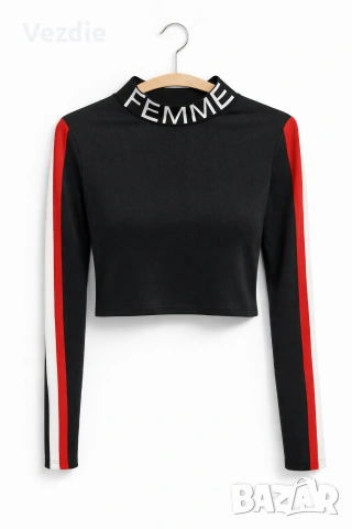 Черна дамска блуза, снимка 3 - Блузи с дълъг ръкав и пуловери - 53144188