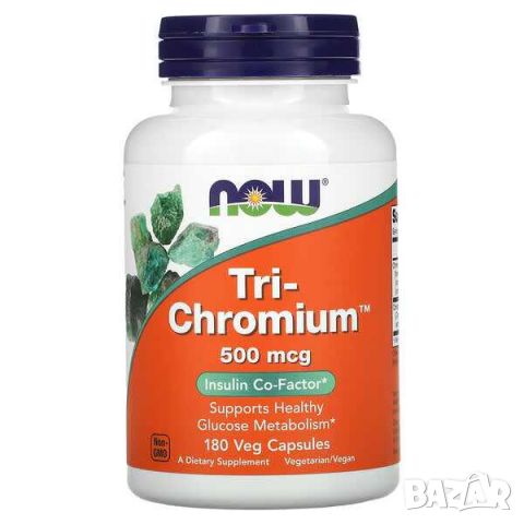 Now Foods Tri-Chromium, 500 mcg, 180 капсули, снимка 1