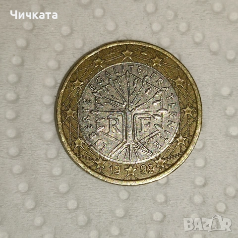 Продавам монета от 1 евро - 1999 Франция , снимка 2 - Нумизматика и бонистика - 53342154
