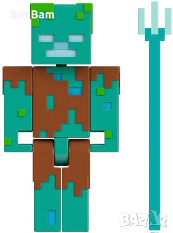 Оригинална фигурка Drowned Minecraft / Mattel, снимка 3 - Фигурки - 52035208