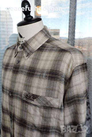 Jack Wolfskin Men`s Beige/Black Long Sleeve Checked Shirt -мъжка  риза за спорт и туризъм размер XL , снимка 5 - Ризи - 45264813