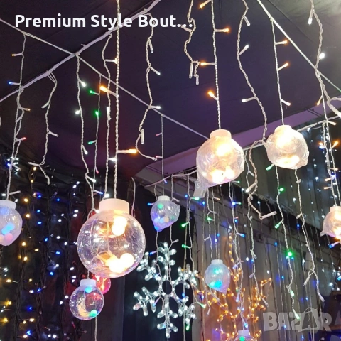 Празнични LED светлини топка с 10 топки в бяла студена и бяла топла светлина SD8, снимка 5 - Лед осветление - 53667000