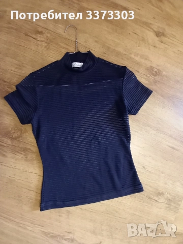 Ефирна тъмносиня блуза , снимка 4 - Тениски - 53821375