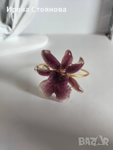 Гривна с естествен цвят на орхидея Miltonia. , снимка 12 - Гривни - 53737993