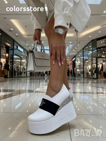 Обувки на платформа - бяла кожа - RK125 , снимка 2 - Дамски ежедневни обувки - 34497229