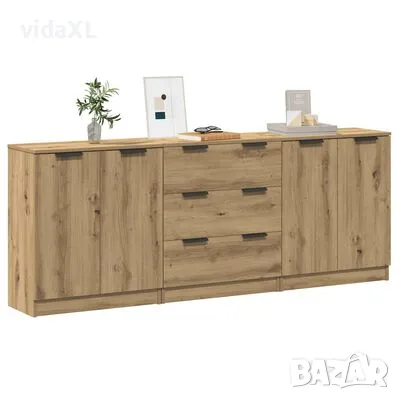 vidaXL Шкафове 3 бр. дъб Artisan 60x30x70 cm Инженерна дървесина(SKU:3329226), снимка 2 - Шкафове - 48987177