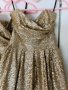 Разпродажба Официална рокля с пайети златна разкроена бюстие, снимка 3