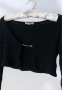 Bershka black ribbed crop-top cardigan, снимка 2