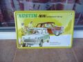 Метална табела кола Austin Mini мини автомобил ретро куче реклама, снимка 1 - Други ценни предмети - 7779717