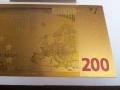 Позлатена с 24 карата злато банкнота 200 Евро със сертификат, снимка 9
