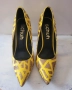 Стилни луксозни дамски обувки жълти номер 39 , снимка 4