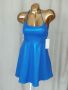  HALARA S Синя еластична рокля с брокатен отблясък, снимка 4