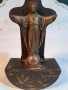 бронзова статуетка Исус Христос с дървен пиедестал 32/3, снимка 2