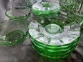 Купи, фруктиера, големи чинии, малки чинии от зелено стъкло, снимка 10