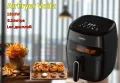 Фритюрник AirFryer , 1350W, 5.2л., LED дисплей, Горещ въздух, Таймер, до 200°C, Черен, снимка 1