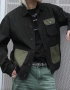 Ново мъжко карго дънково яке риза черно военни джобове деним памук XХЛ, снимка 5