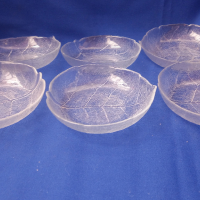 Стъклени купички под формата на листо за студени мезета, релефни, 6 бр, снимка 5 - Прибори за хранене, готвене и сервиране - 44949704