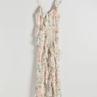 Разкошна нова дълга елегантна романтична волани къдри рокля Reserved пастелни нежни цветове , снимка 1 - Рокли - 45352011