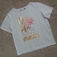 УНИКАЛНА блуза с розово-златиста щампа, снимка 2 - Тениски - 45367308