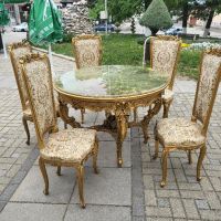 Италианска барокова трпезна маса със 5 броя столове 032, снимка 6 - Маси - 45321298