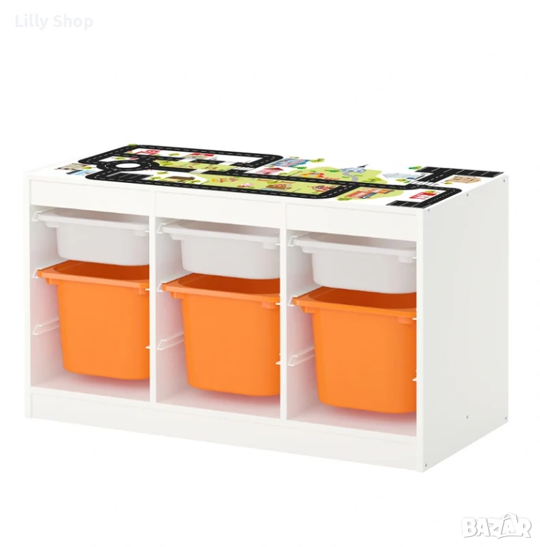 Стикер за мебел ИКЕА Бял Трофаст градски улици/ Ikea Trofast sity road, снимка 1