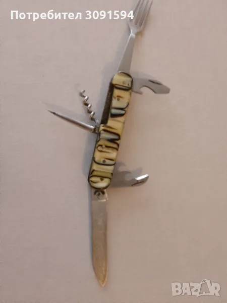 Старо   колекционерско туристическо ножче многоцветен седеф- 9 см във перфектно състояние , снимка 1