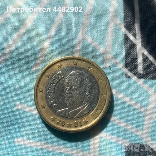 Монета 1 Euro 2001 Espana (Испания), снимка 1