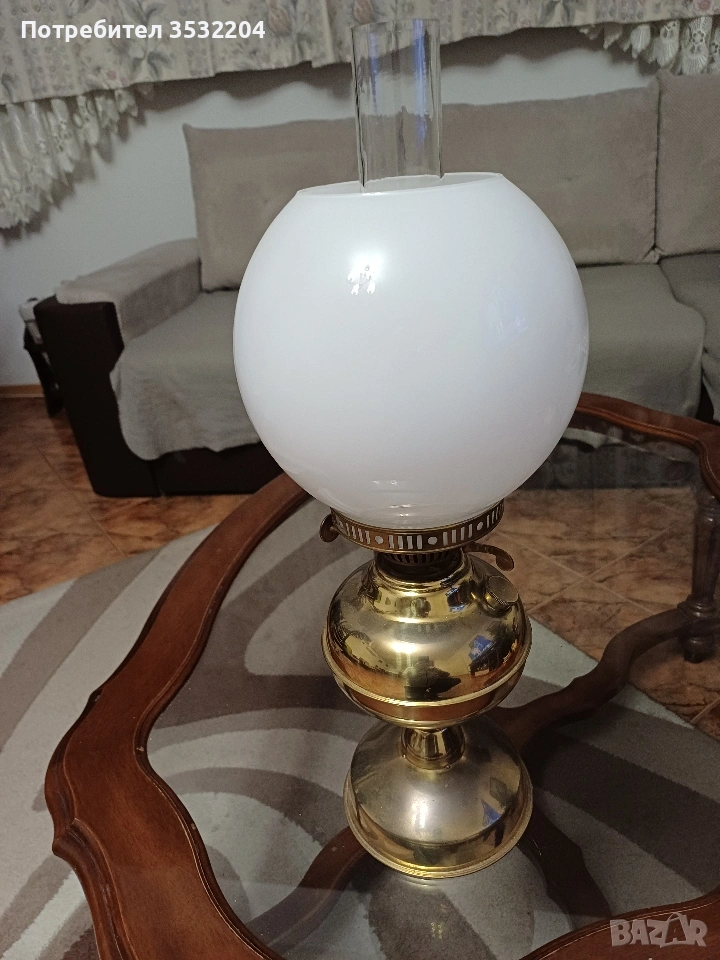 Бронзова стара лампа, снимка 1