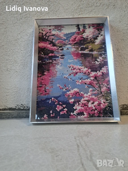 Диамантен гоблен пролет-готов и рамкиран, снимка 1
