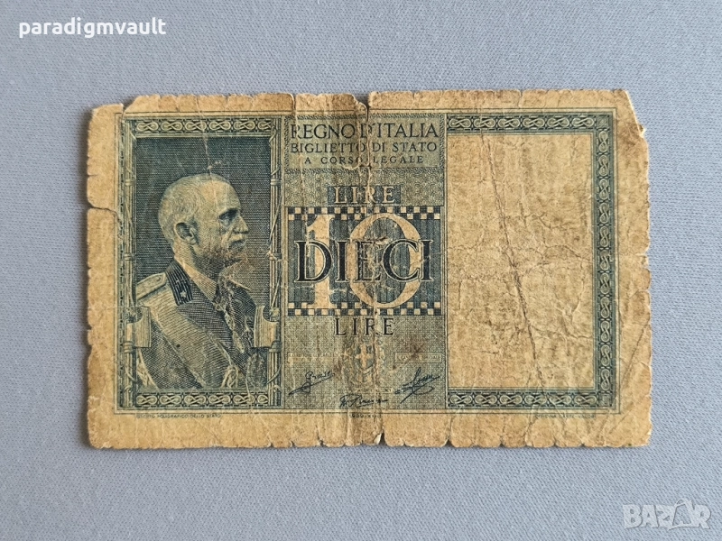 Банкнота - Италия - 10 лири | 1939г., снимка 1