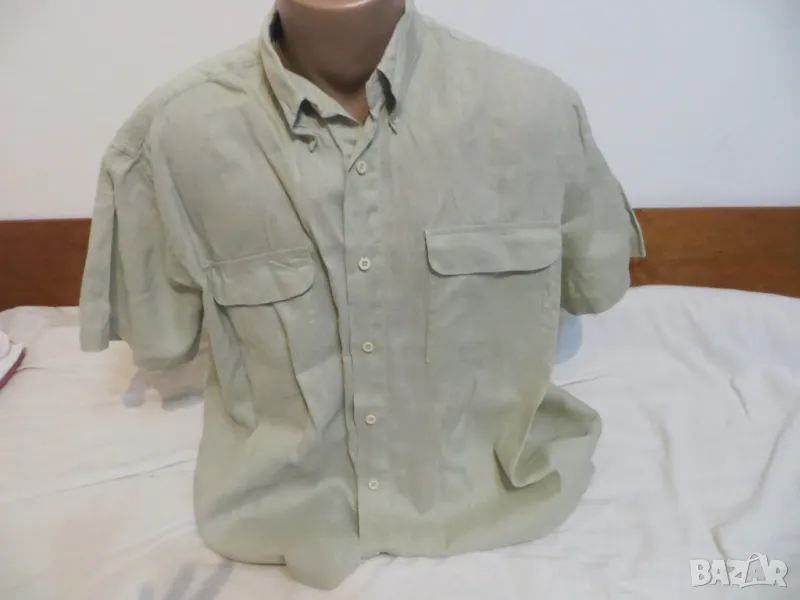 Мъжка риза с къс ръкав от лен Vincl, снимка 1