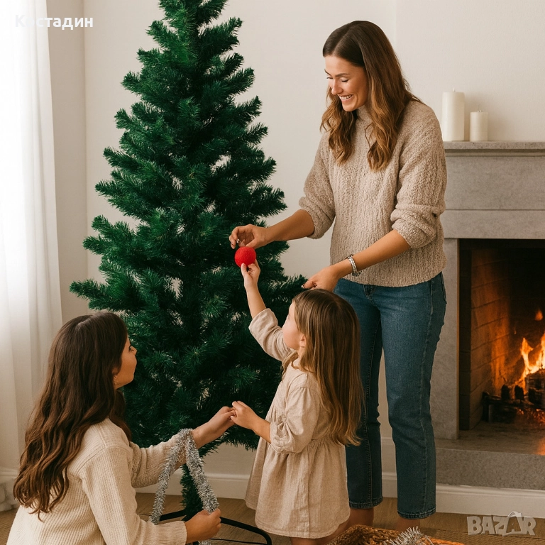 Коледна елха с естествен вид и лесен монтаж - 180см, снимка 1