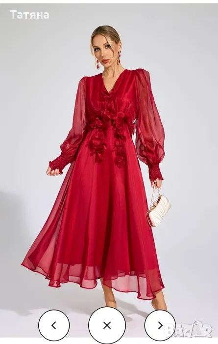 Червена официална рокля, снимка 1