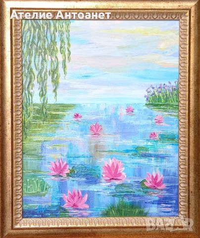 Акрилна картина "Отраженията на лилиите", снимка 1 - Картини - 45701833