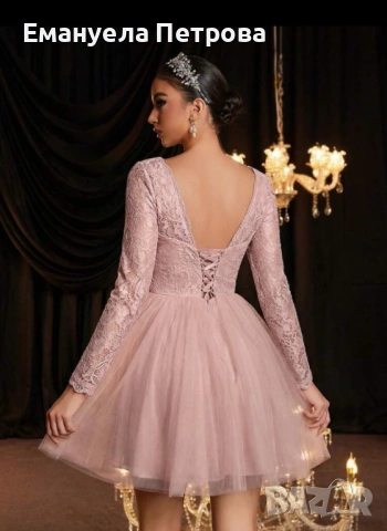 Дамска официална къса рокля с тюл, снимка 2 - Рокли - 54288781