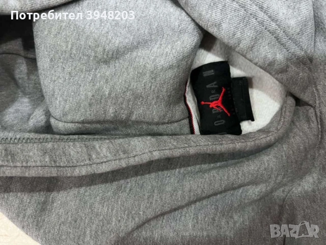 Jordan сив суичър с качулка, снимка 4 - Суичъри - 53803935