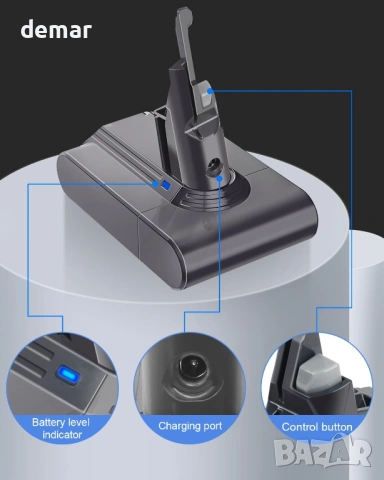 Резервна батерия Waitley 6000mAh за Dyson V7 SV11, с 2 филтъра, снимка 6 - Прахосмукачки - 53530858