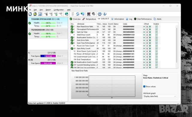 1TB SATA3 перфектен  диск, снимка 5 - Твърди дискове - 52968600