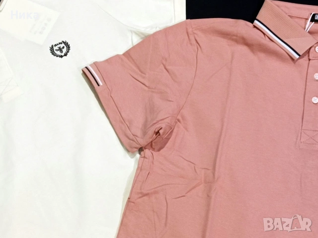 Елегантна блуза с яка - тъмно синя, крем  и розова, снимка 2 - Тениски - 53374227