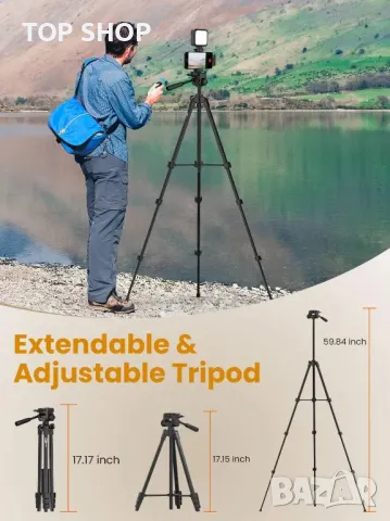 USKEYVISION комплект за Vlogging, безжичен петличен микрофон, 150 см, снимка 6 - Чанти, стативи, аксесоари - 49866163