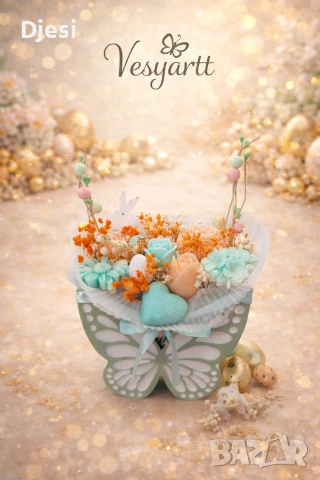 Букет със соеви свещи с декорация за Великден, снимка 10 - Ръчно изработени сувенири - 53820955