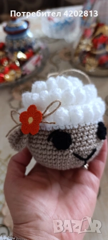 Ръчна изработка . Агънца , плетени на една кука , снимка 15 - Декорация за дома - 53989466
