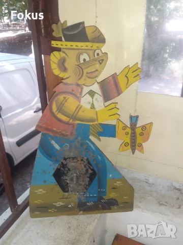 Стара бълг.метална мишена играчка от стрелбище пушка мечок