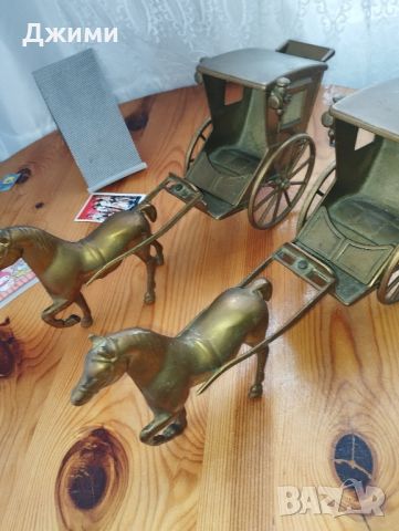 красиви бронзови колесници със коне, снимка 5 - Антикварни и старинни предмети - 45698594