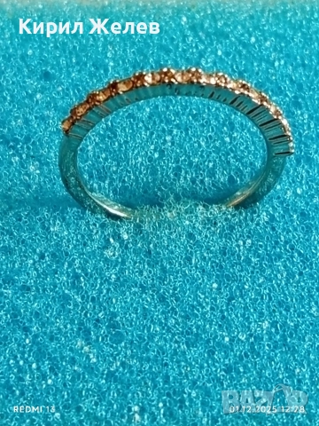 Дамски сребърен пръстен тип ПОЛОВИН ВЕЧНОСТ с инкрустирани кристали стил и елегантност 52391, снимка 3 - Пръстени - 52606508