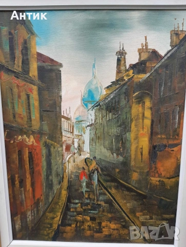 Красива Стара Картина Живопис Маслени Бои на Платно , снимка 8 - Картини - 54005129