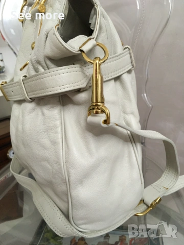 BURBERRY Vintage чанта в бяло естествена кожа, снимка 8 - Чанти - 53375563