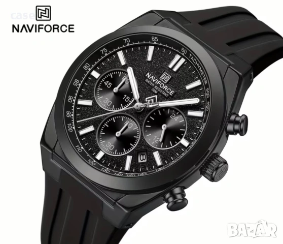 Стилен мъжки часовник Naviforce със силиконова каишка и функции , снимка 3 - Мъжки - 53985367