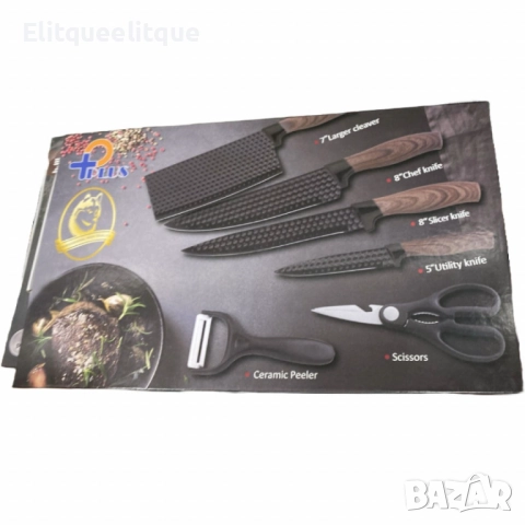 Стилен и практичен кухненски комплект ножове – 6 части, снимка 4 - Други - 52353828