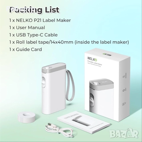 Термопринтер Nelko P21, бял, снимка 8 - Друга електроника - 52955014